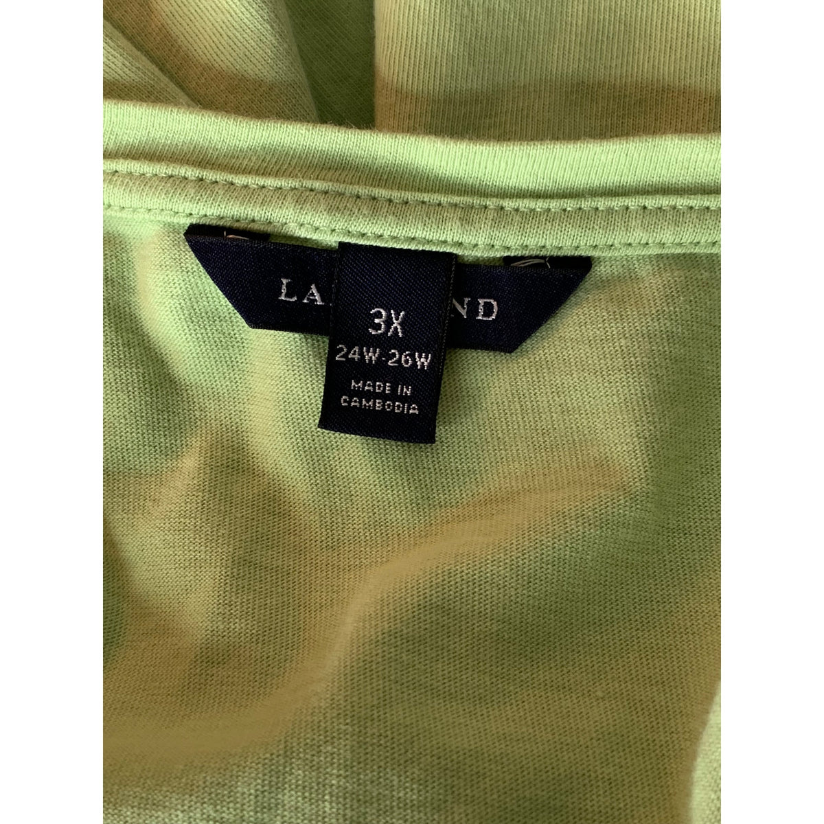 Lands' End T-Shirt Womens Plus Size 3XL Light Green V-Neck Short Sleeve 100% Cotton