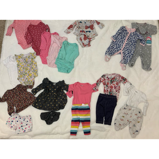 20 Piece Baby Girl 3 Months Clothing Bundle Multicolor Carter's Girls Set