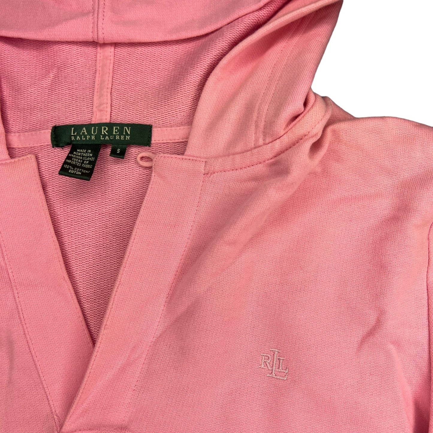 Lauren Ralph Lauren Women's Small Pink Hooded V-Neck Pullover Sweatshirt