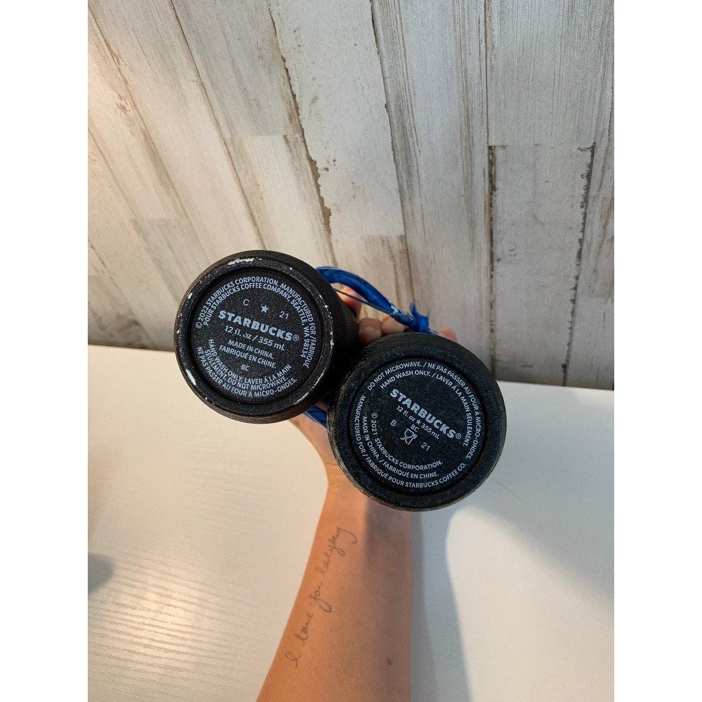 Starbucks Travel Tumbler Black Flip-Top Lids 12 oz Set of 2