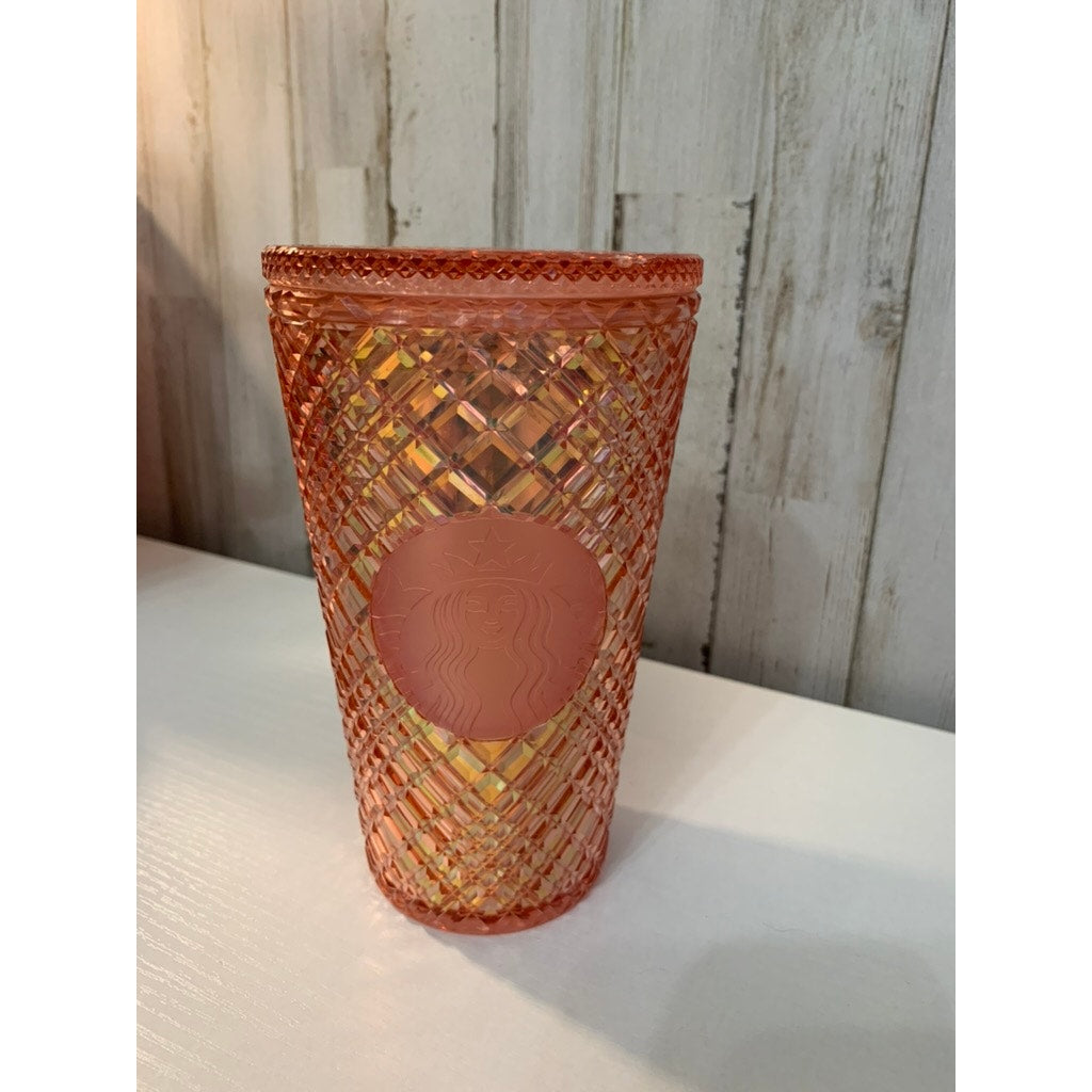 Starbucks Rose Gold Jeweled Tumbler Cup 16 oz Siren Logo Lid NO STRAW