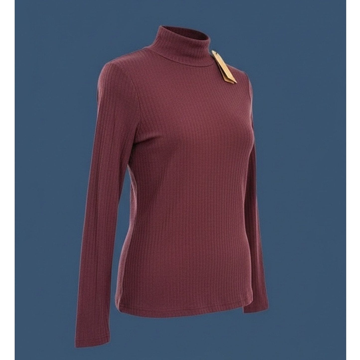 NWT Christian Siriano New York Top Womens Medium Burgundy Ribbed Mock Neck Slim