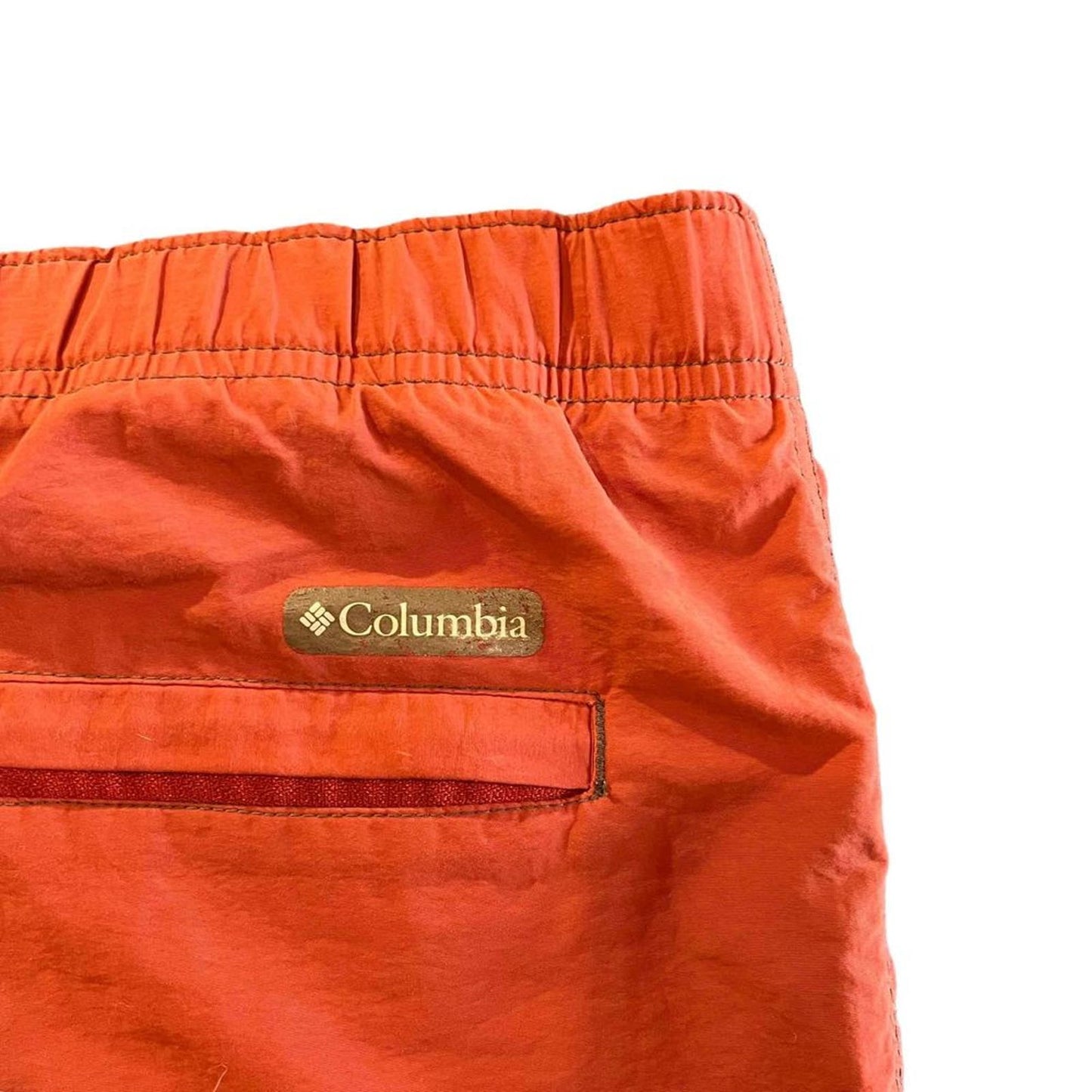 Columbia Men's Orange Casual Cargo Hiking Nylon Shorts Belted/Lined Size Medium