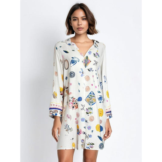 NWT Label of Love Women's Large Floral Print Button Front Cover Up Shirt Dress