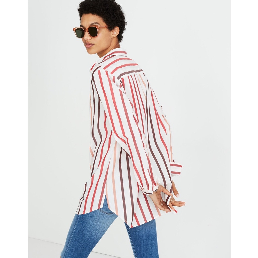 Madewell Women's XS Striped Button-Up Shirt Long Sleeve Casual Relaxed Fit
