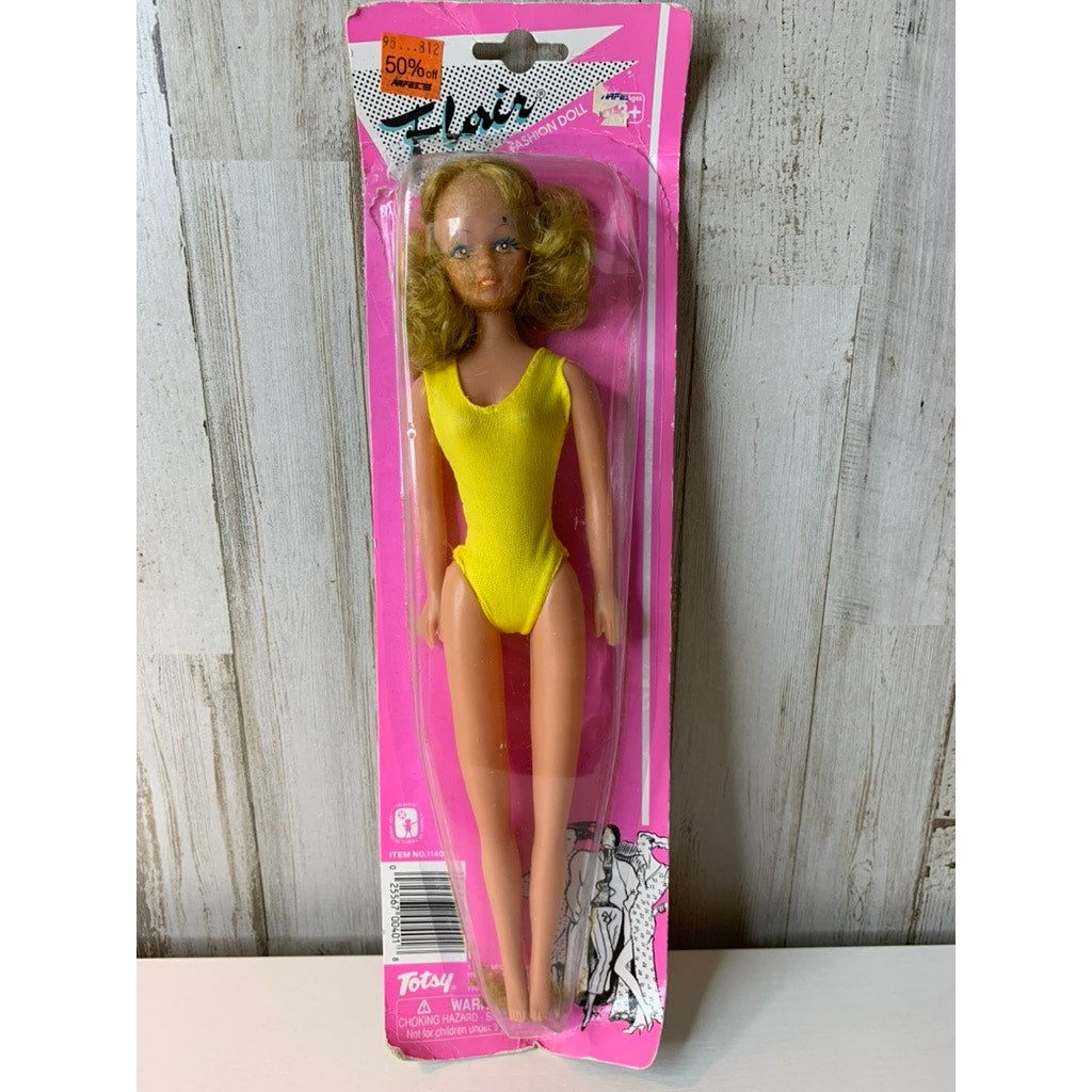 Vintage Totsy Flair Fashion Doll 11.5in Orange Hair Yellow