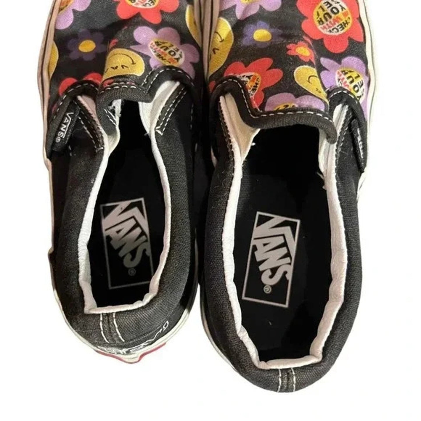 Vans Classic Slip-On Kids US 12 Multicolor Smiley Flower Hey You're