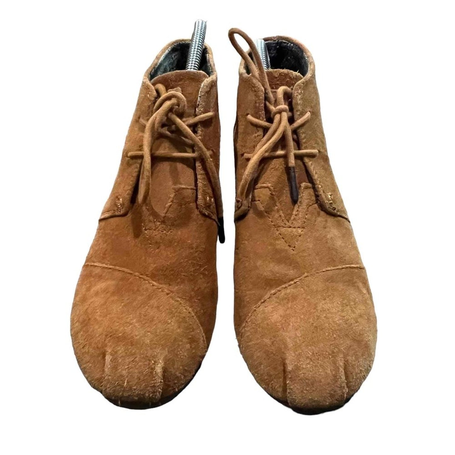 TOMS Desert Wedge Lace-Up Ankle Booties Womens Size 10 Brown Hidden Wedge