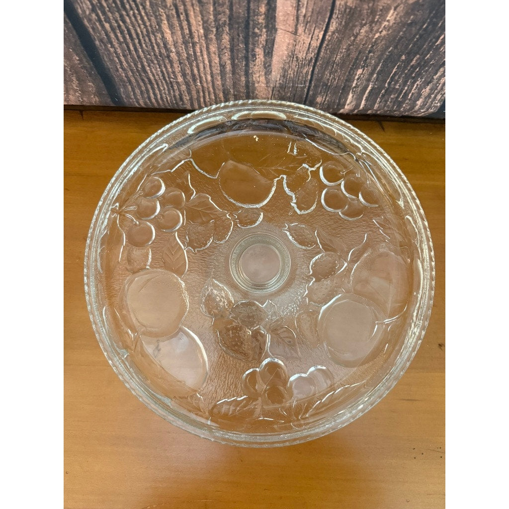Fruit Embossed Cakeplate & Dome Set Clear Elegant Design 12"
