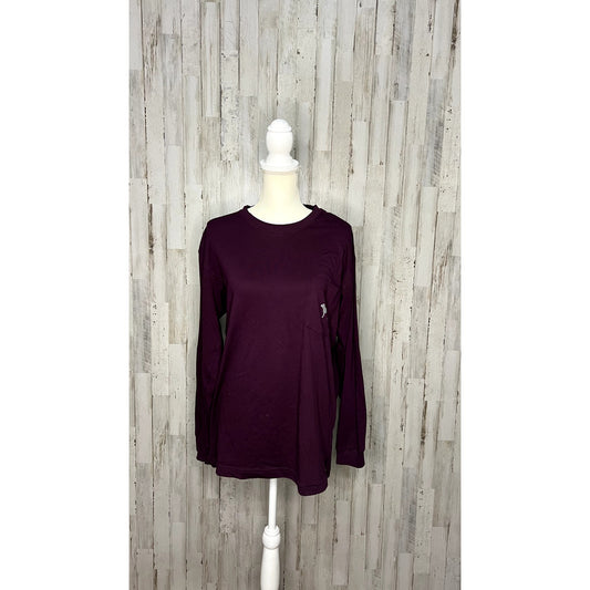 Victoria's Secret PINK Women's Maroon Long Sleeve Pullover Shirt Size Small