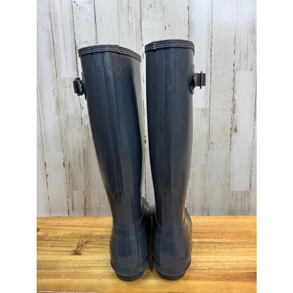 Hunter Women's Size 6 Original Tall Glossy Dark Gray Rain Boots