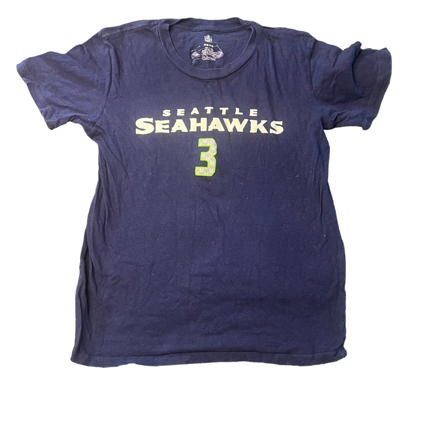 NFL Seattle Seahawks Youth Medium Russell Wilson #3 Navy Short Sleeve T-Shirt