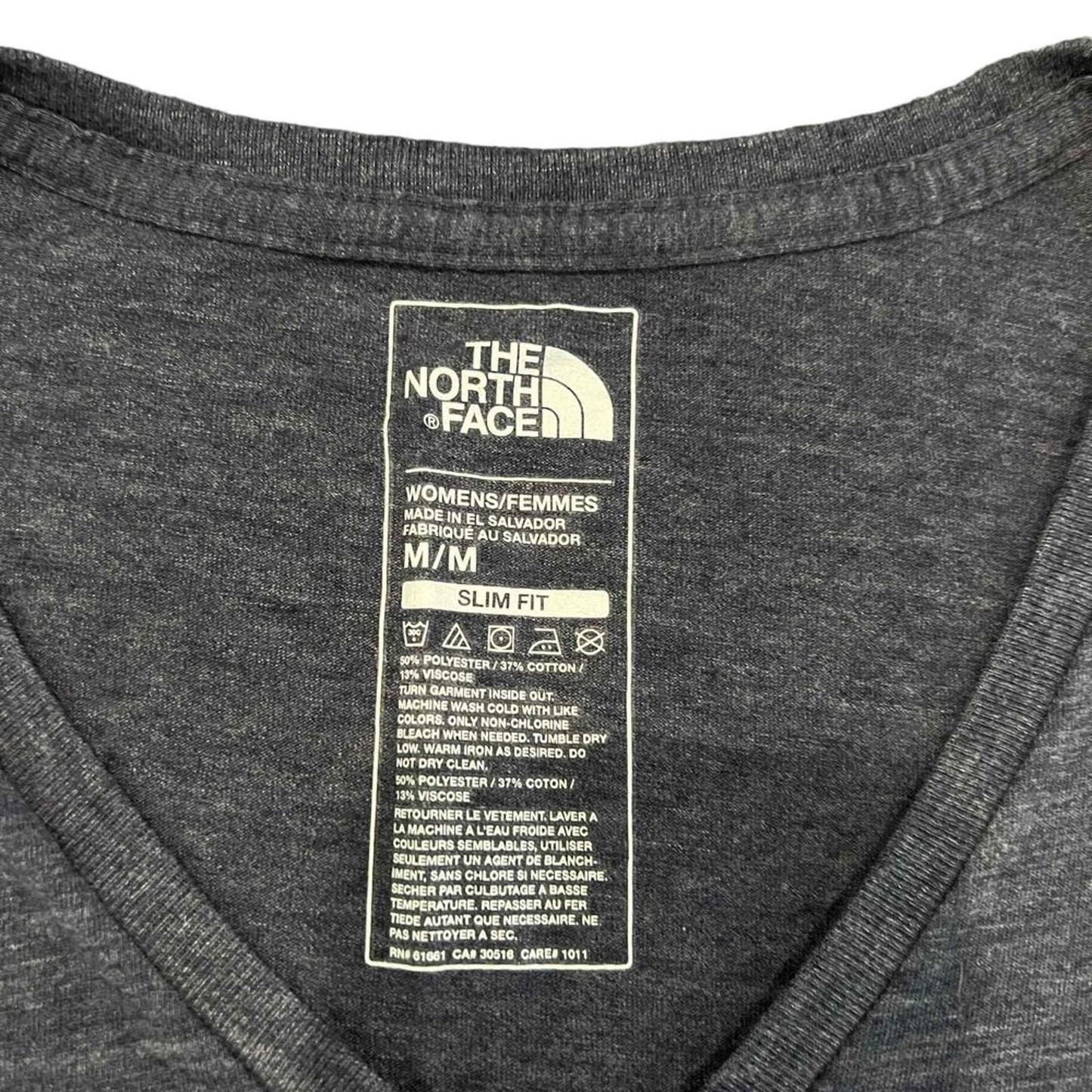 The North Face Women's Grey Short Sleeve V-Neck Graphic Slim Fit T-Shirt Medium