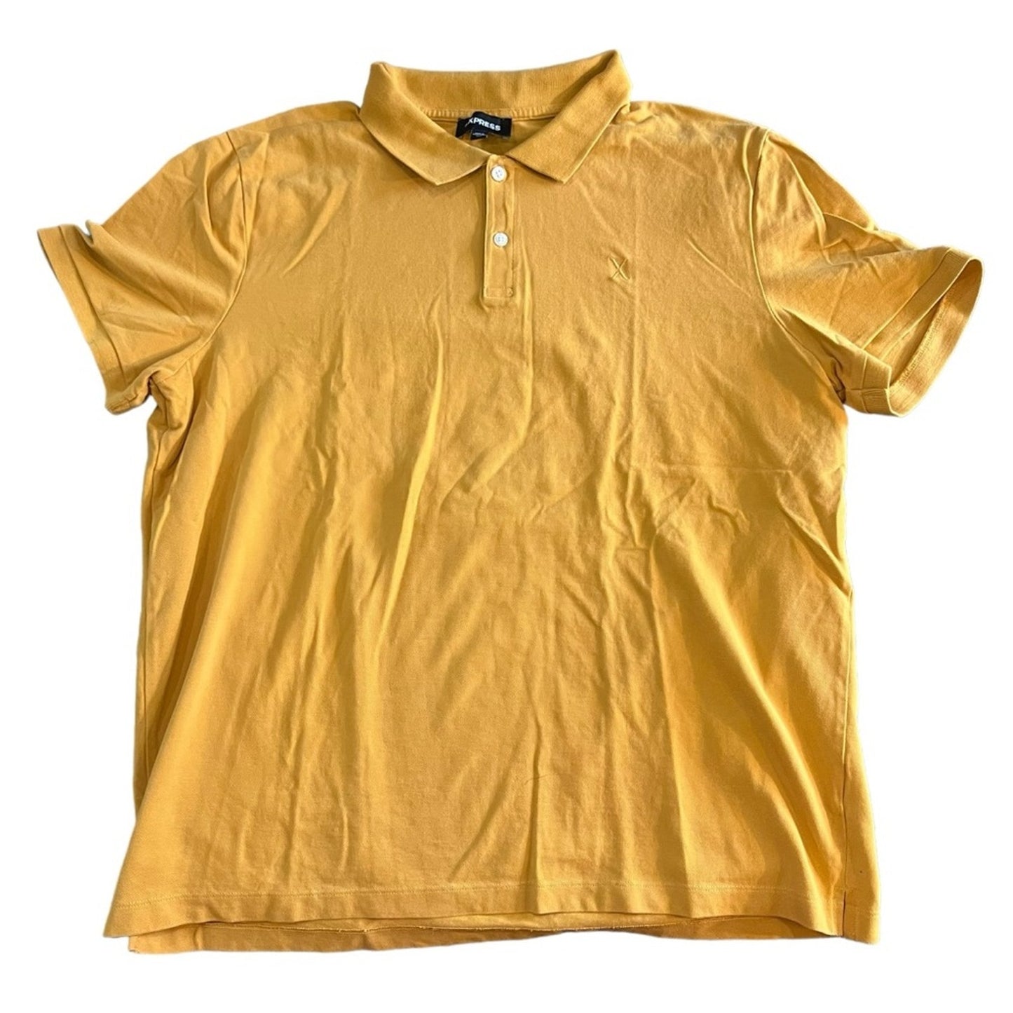 Express Polo Shirt Men's 2XL Gold Mustard Yellow Short Sleeve Collared