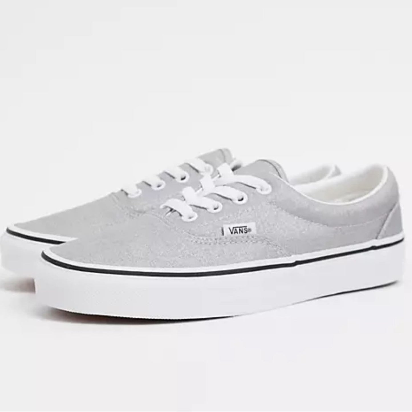 Vans Era Glitter Low Top Lace-up Sneakers - Silver/White - Men's 7 / Women's 8.5