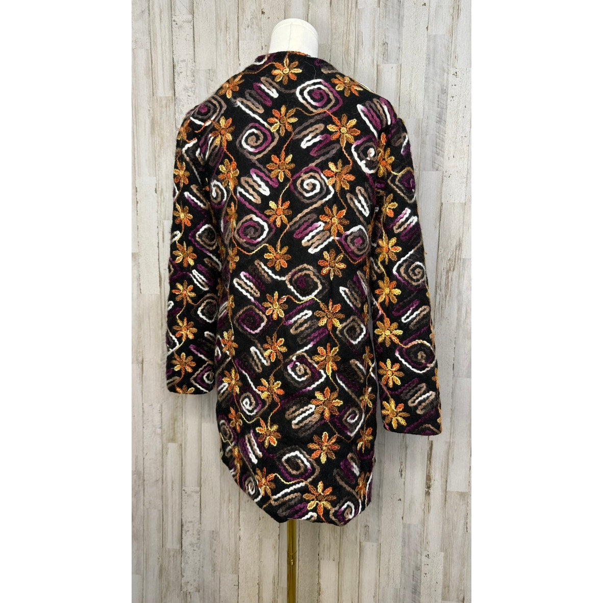 Anthropologie Women's XS Floral Embroidered Overcoat Multicolor Casual