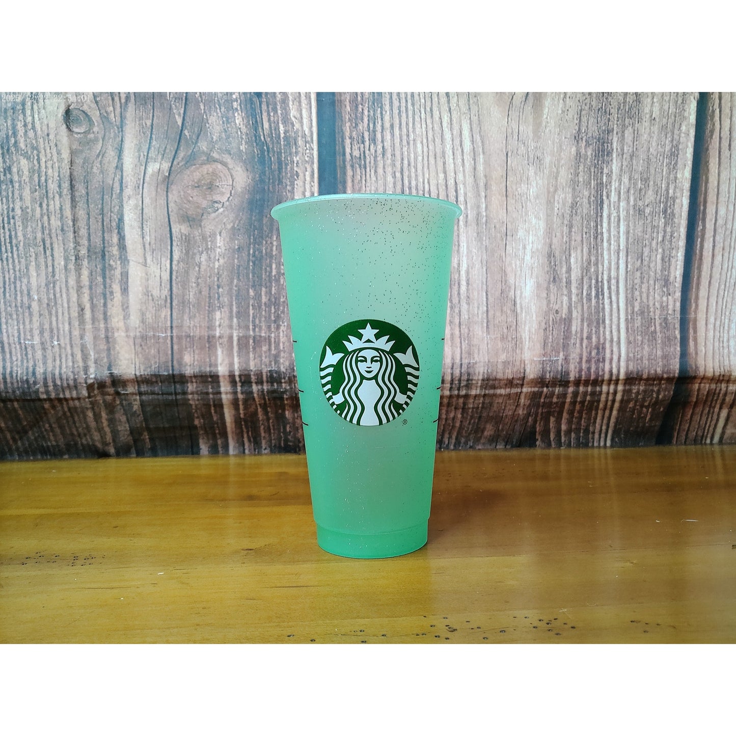 Starbucks Reusable Cold Cup Green Speckled 24 oz No Lid