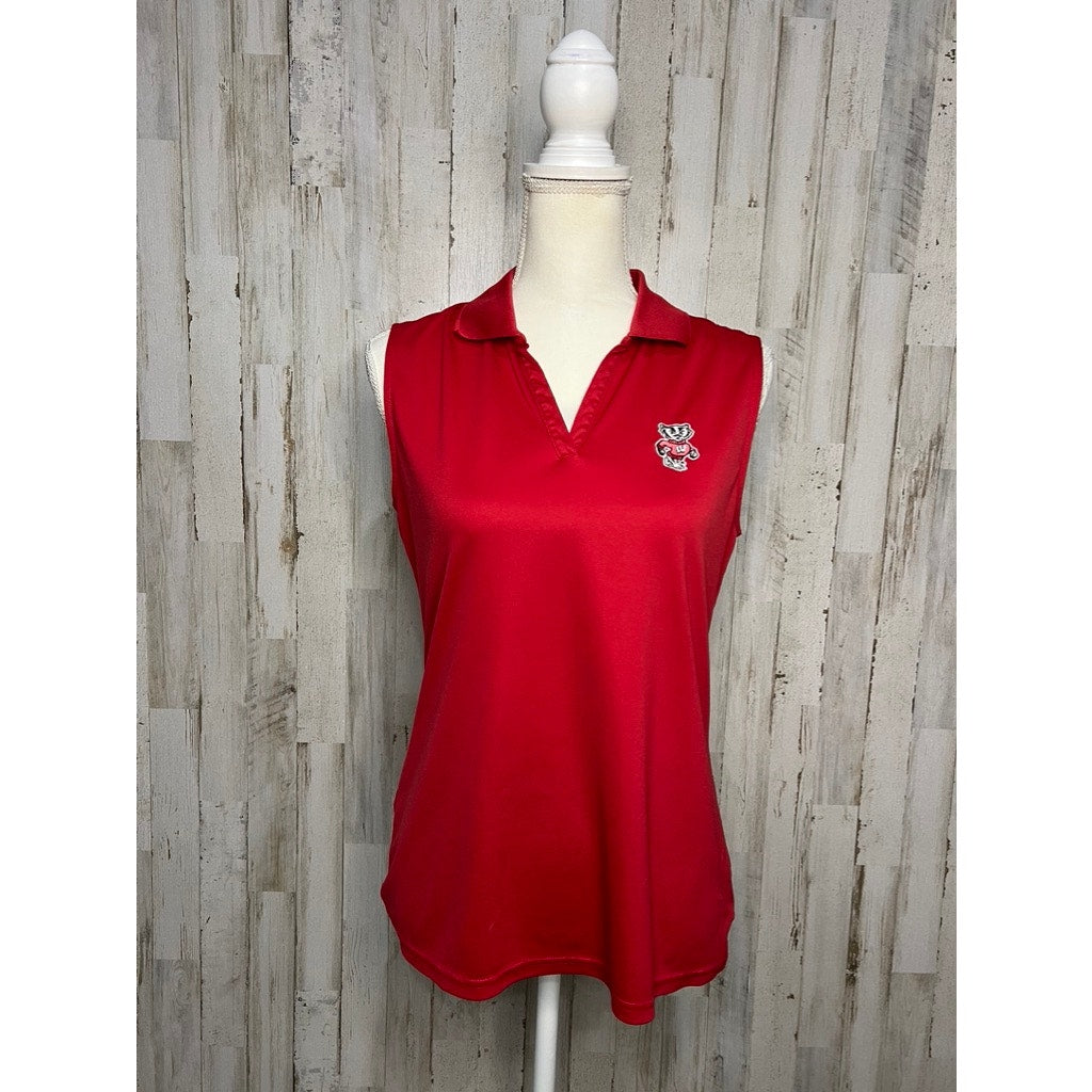 Antigua Women's Medium Wisconsin Badgers Sleeveless Red Polo Shirt