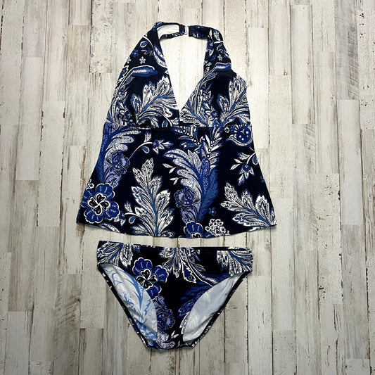 Lauren Ralph Lauren Blue Floral Tankini Swimsuit Top Size 14 Bottoms Size 10