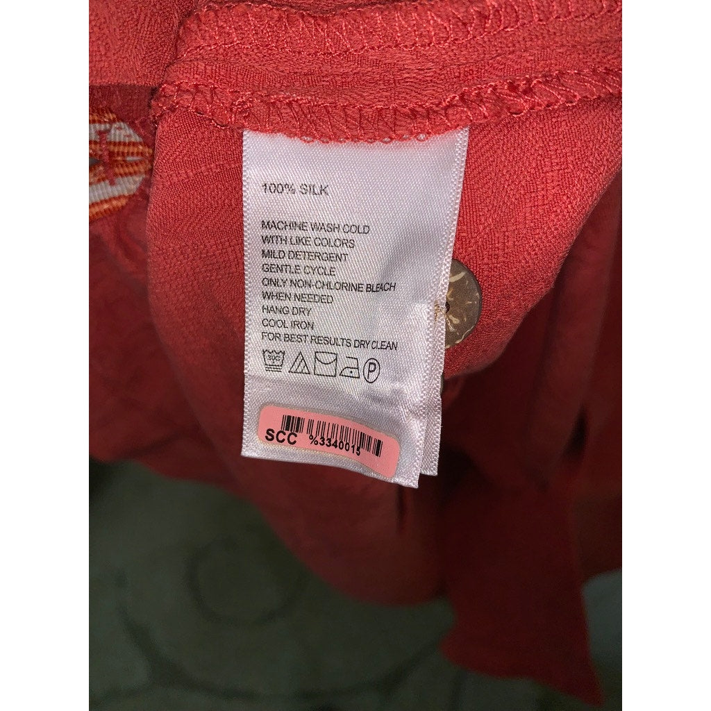 Tommy Bahama Men's XL Red Silk Short Sleeve Button-Up Shirt Casual