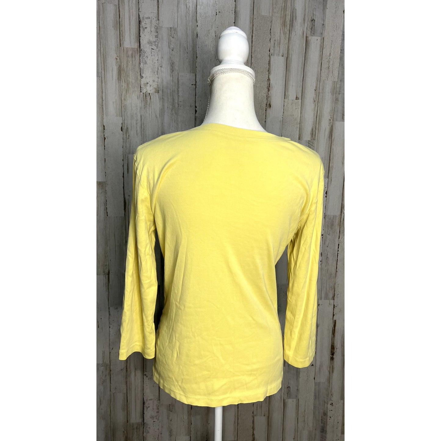 Lily Pulitzer Women's Medium Yellow V-Neck 3/4 Sleeve Blouse Casual Spring Top