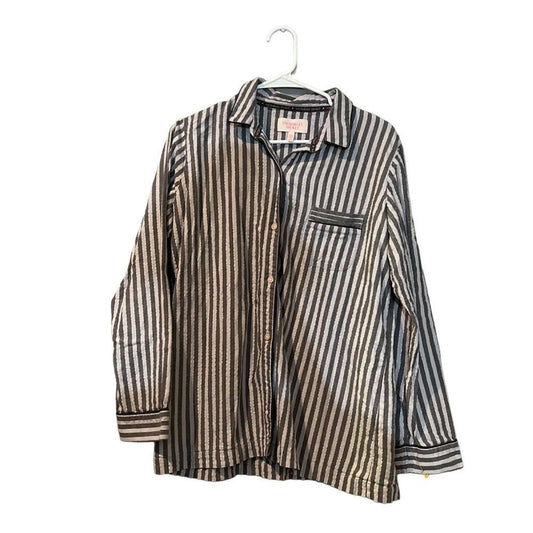 Victoria's Secret Striped Button Down Pajama Top Size Large