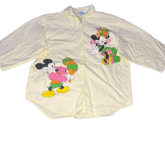 VINTAGE 80s SUPER RARE Disney Cinco De Mayo Fiesta White Button Down Women's Med