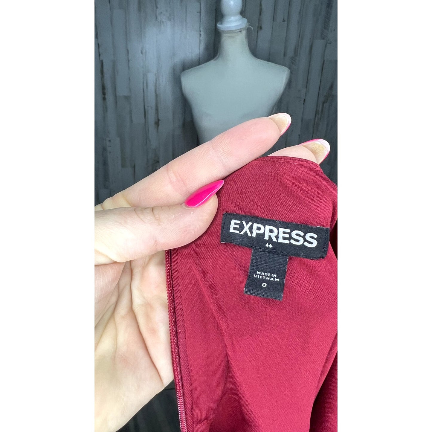 Express Women's Size 0 Red Satin Midi Dress V-Neck Cocktail Party