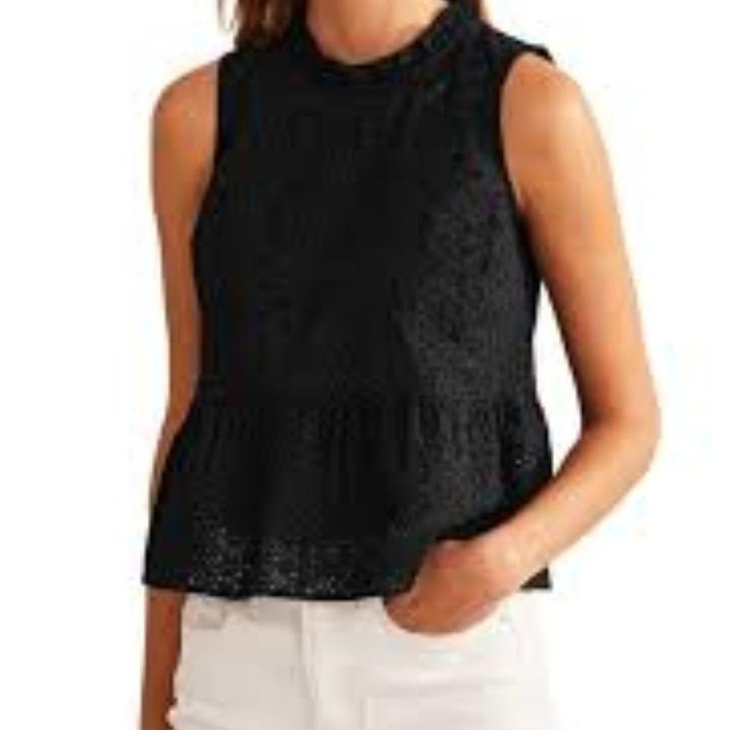 Banana Republic Black Eyelet Lace Top Size Small