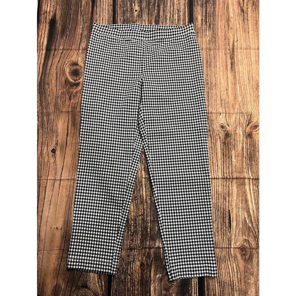 Talbots Women's Black Check Ankle Pants Size Large Casual Stretchy Fit