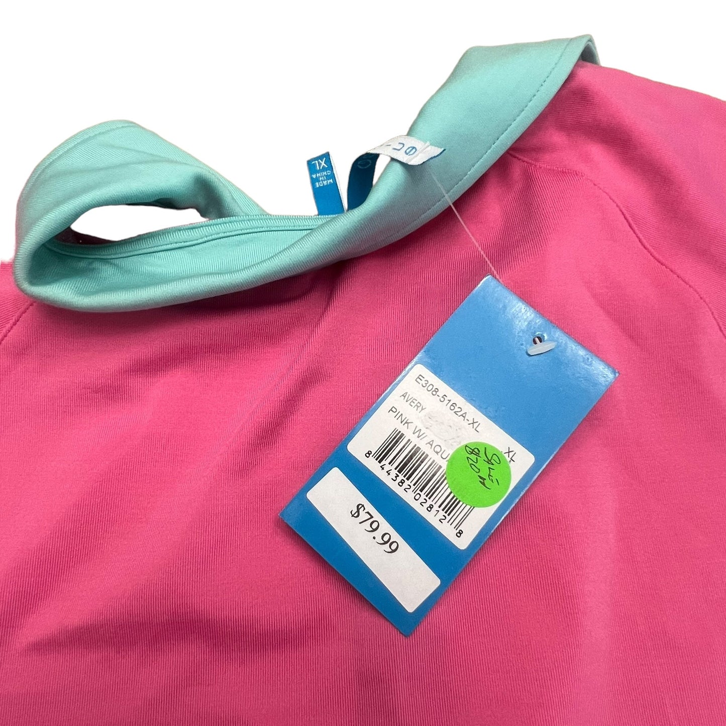 NWT GG Blue Women's XL Pink & Aqua Blue 1/2 Zip Golf Polo