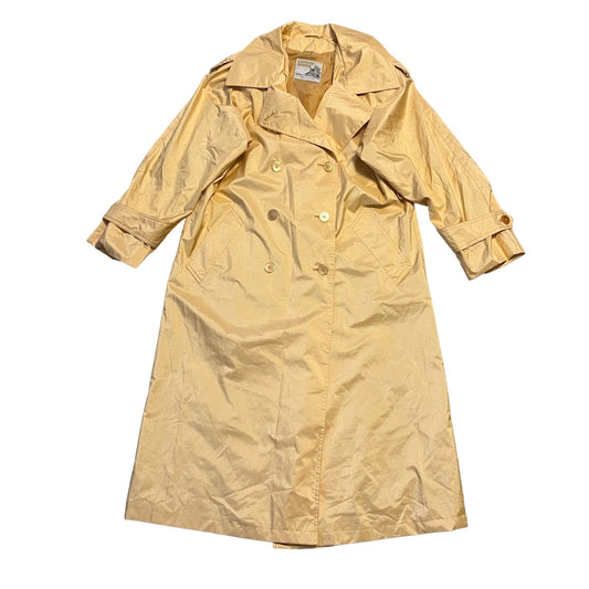 London Towne Vintage Golden Yellow Shimmer Trench Coat Womens Size 8 Long Formal