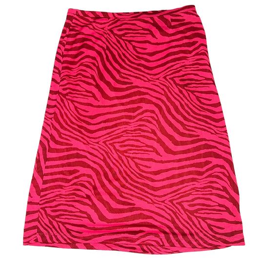 Express Women's XS Pink Zebra Print Y2K Elastic Waist Midi Skirt