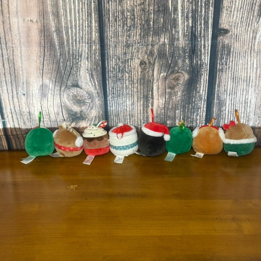 Squishmallows Christmas 4" Ornaments Set of 8 2023 Holiday Collection
