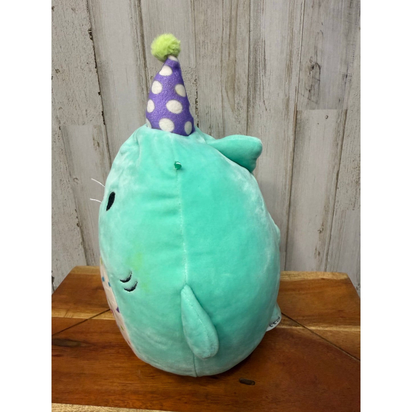 Squishmallows Sharon the Shark Birthday Plush Toy with Party Hat 9”