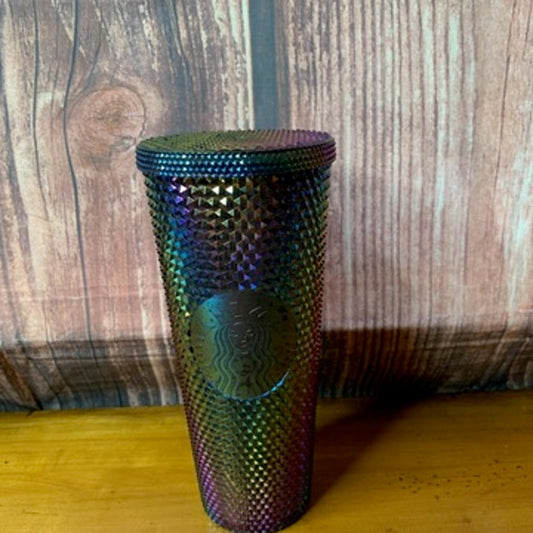 Starbucks Cold Cup Tumbler 24oz Oil Slick Iridescent w/Lid NO STARW
