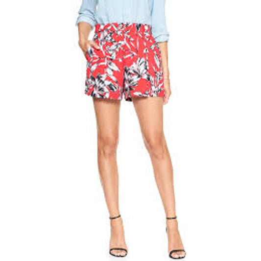 Banana Republic Women's Floral High-Waisted Red Chino Shorts Size 14