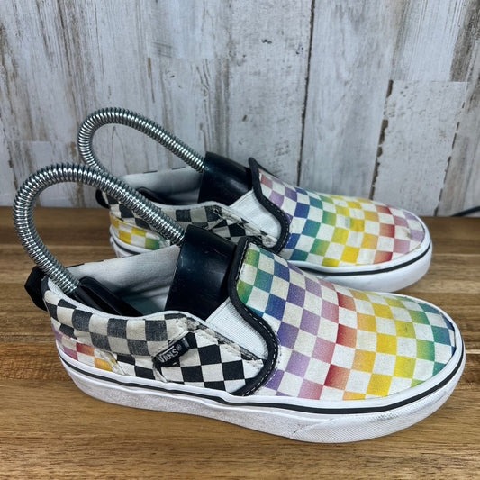 Vans Kids Missy Size 1.0 Rainbow Checkerboard Slip-On Sneakers