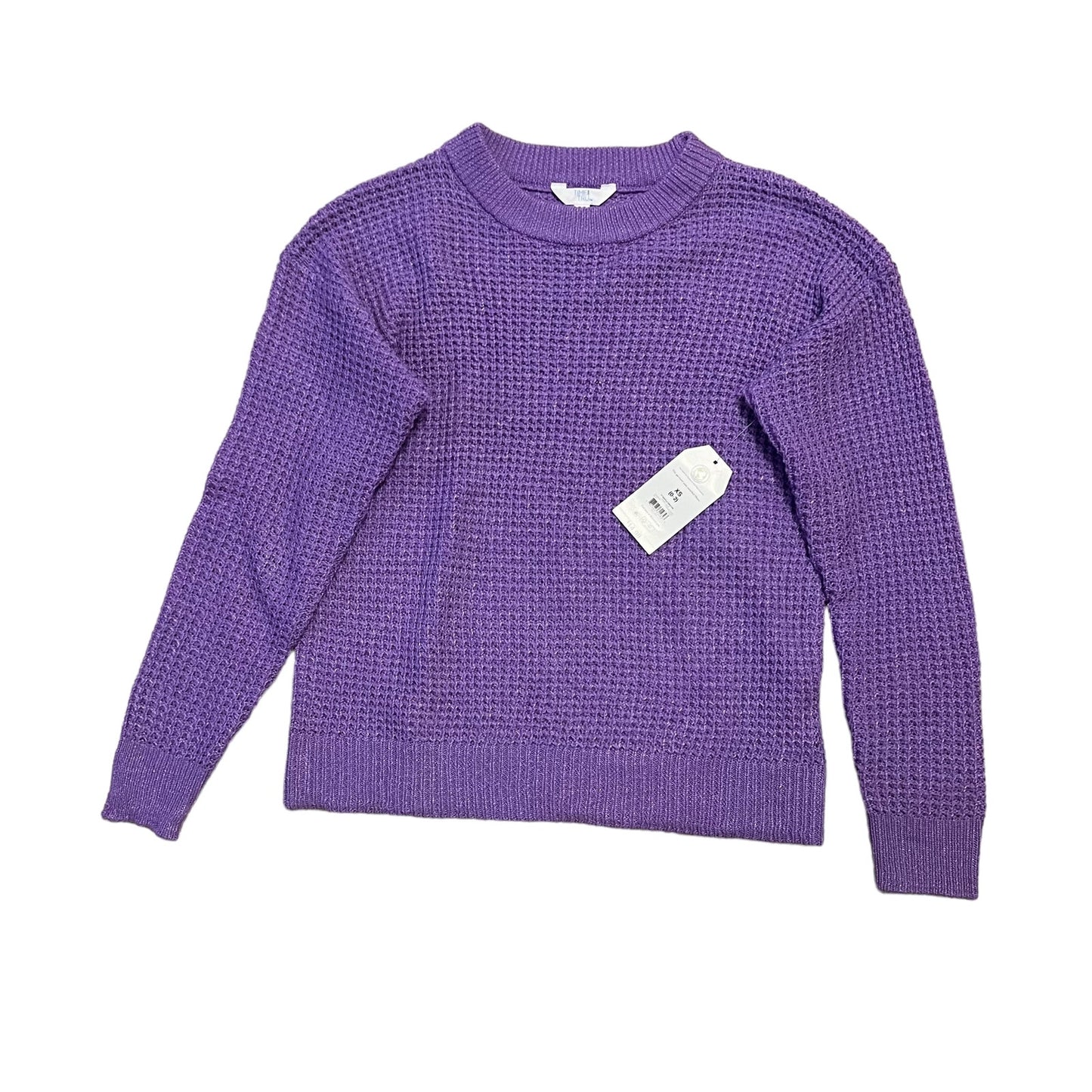 NWT Time and Tru Women's Long Sleeve Waffle Crewneck Pullover Sweater Purple XS