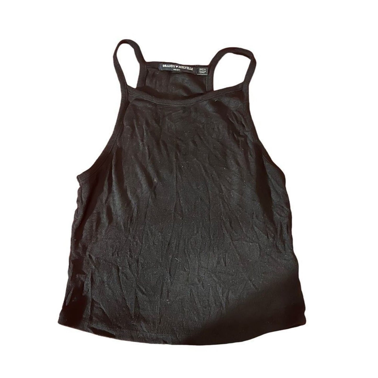 Brandy Melville Women's Black High Neck Crop Top