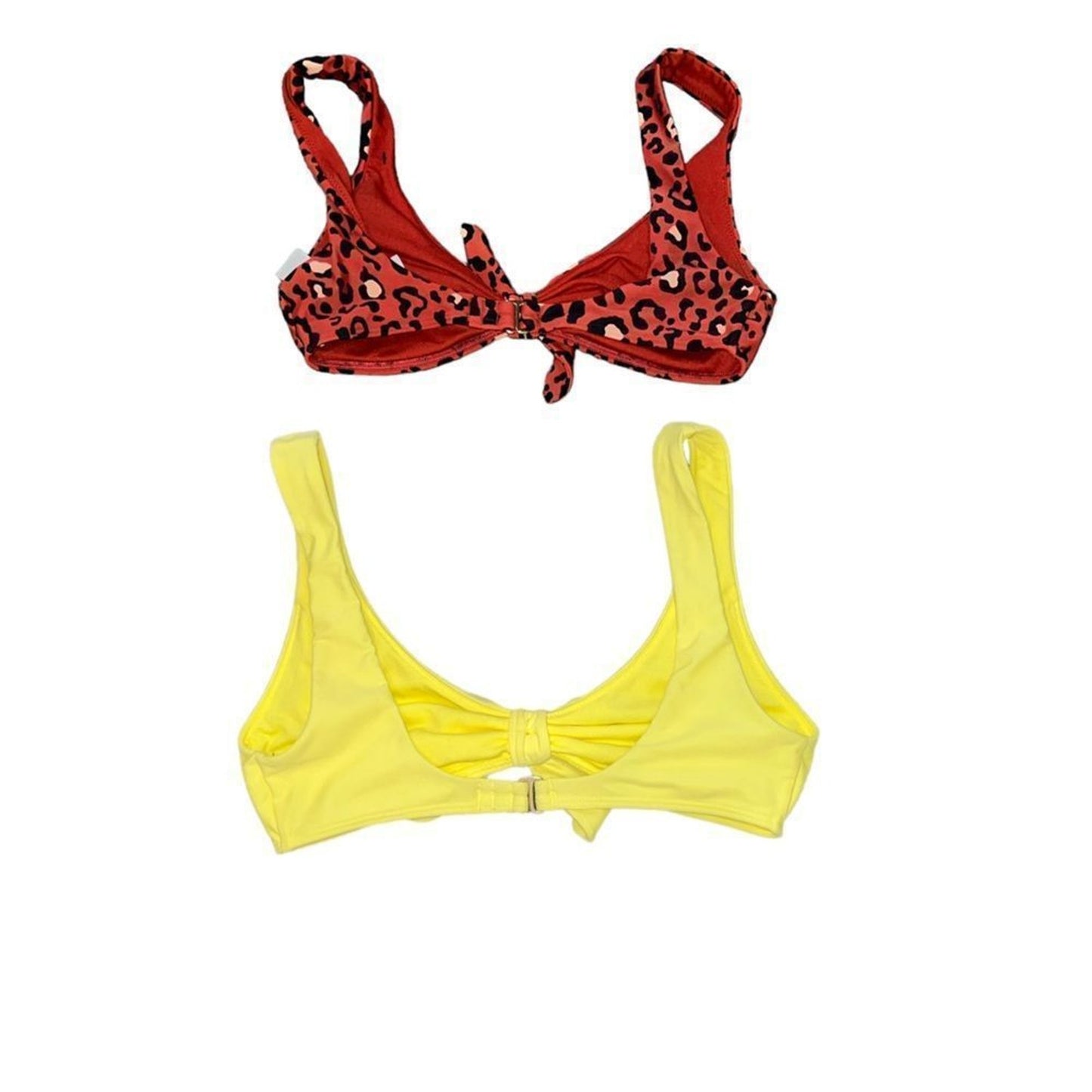 Hollister Bikini Tops Lot of 2 Womens XS Leopard Print & Yellow Front Tie