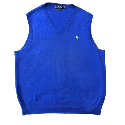 Polo Ralph Lauren Pima Cotton Blue Sweater Vest Size Large