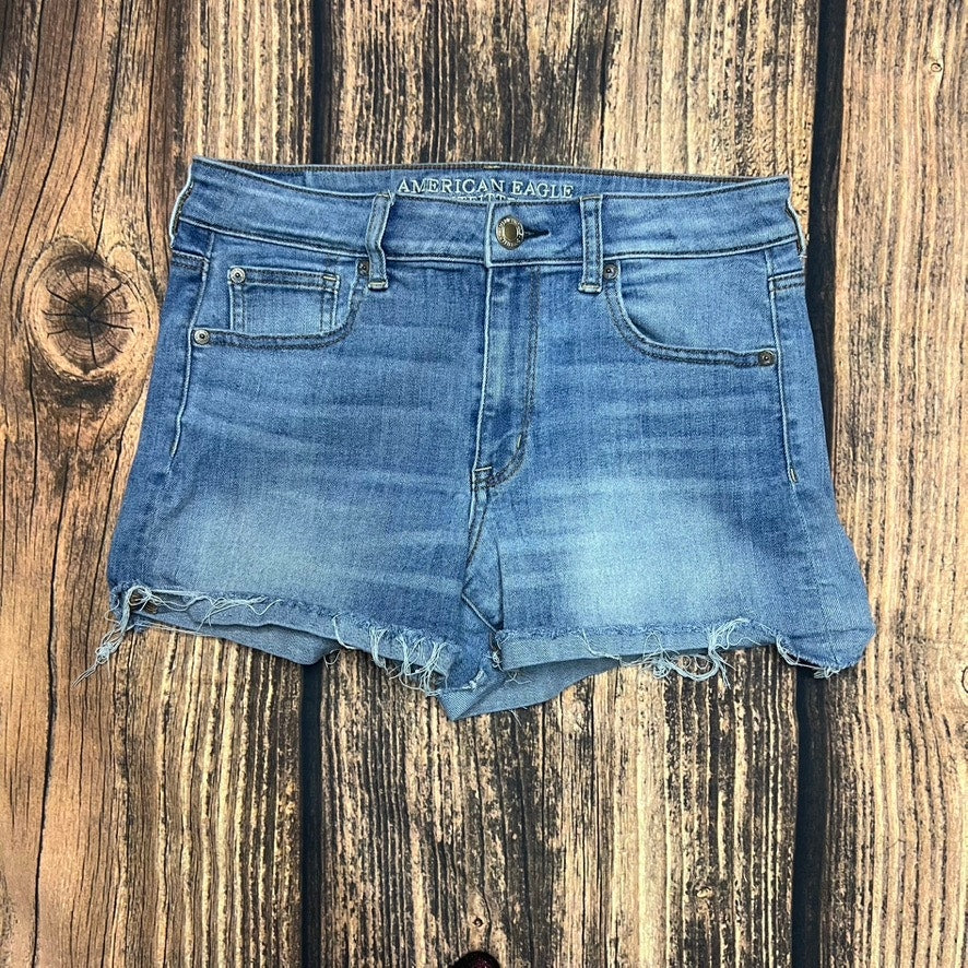 American Eagle Women's Hi-Rise Shortie Denim Shorts Blue Size 10