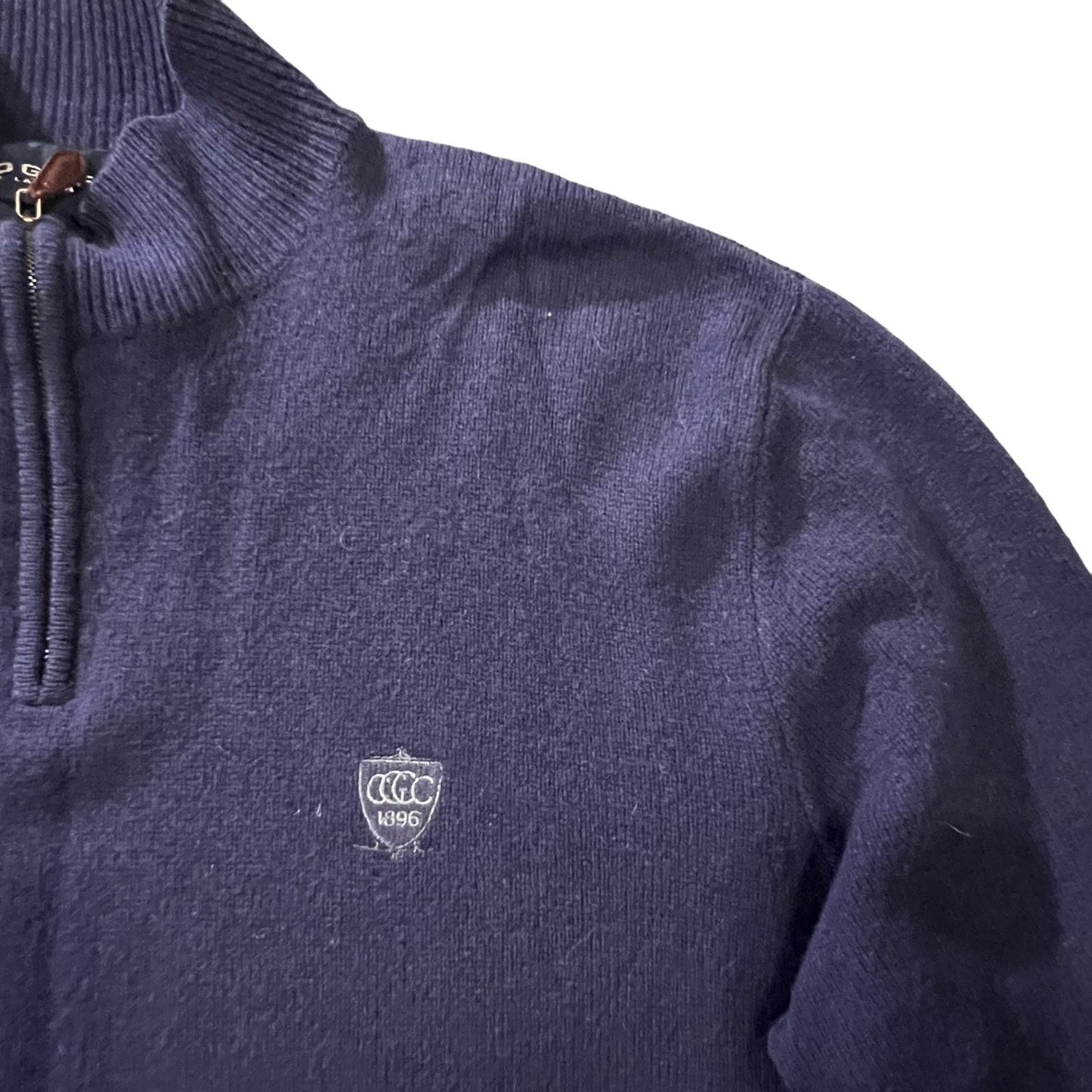 Polo Golf Navy Wool-Cashmere Blend 1/4 Zip Mock Neck Sweater Men's Large