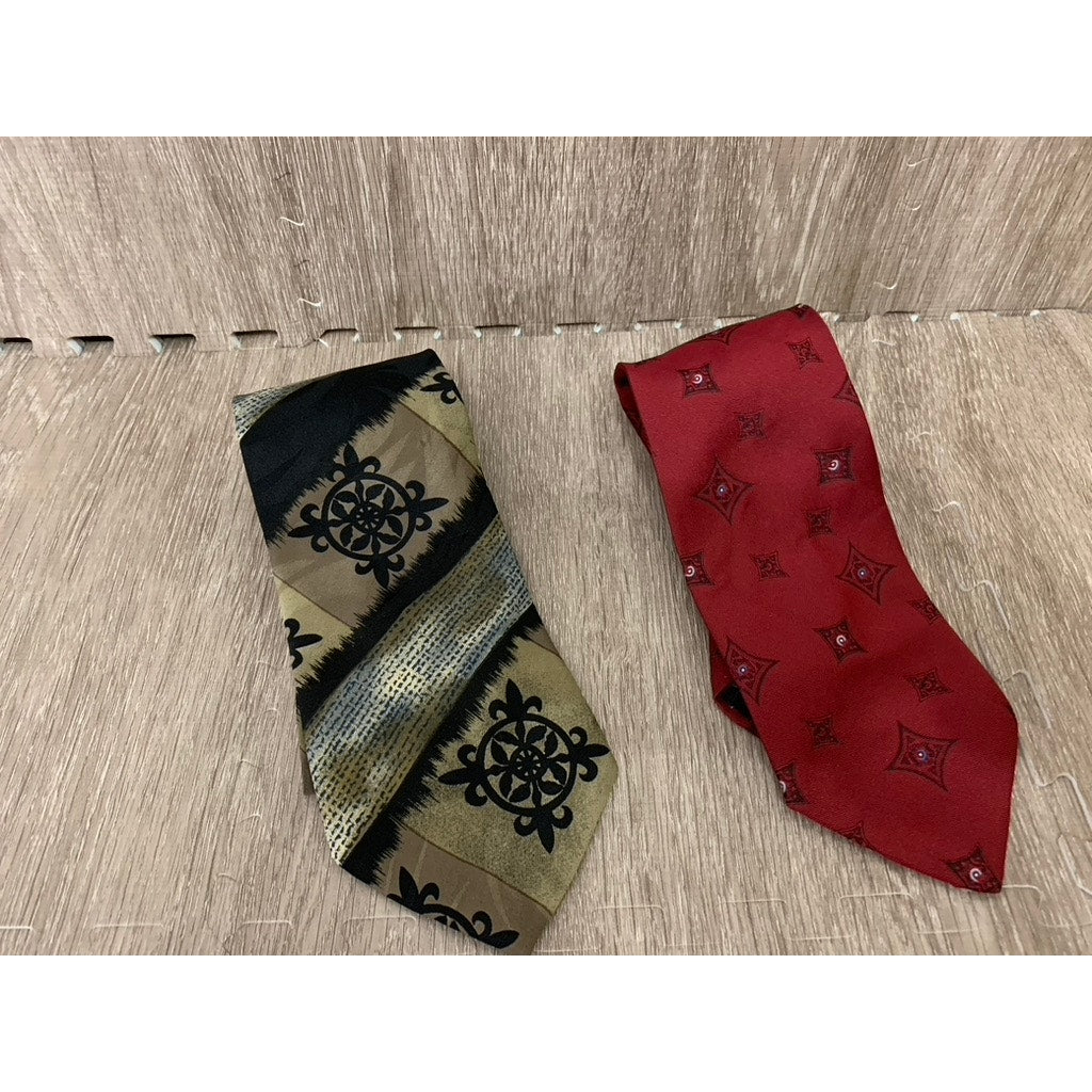 Lot of 2 Towncraft Men's Ties Multicolor Geometric Classic Width & Length