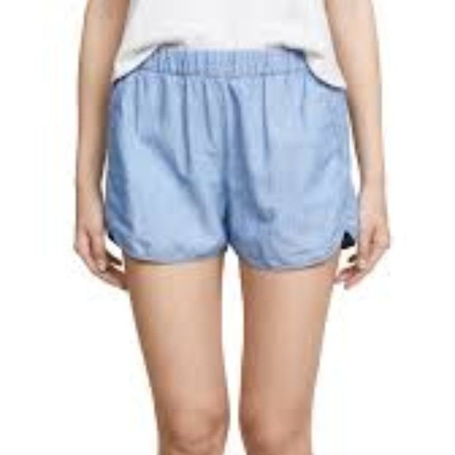 Madewell High Rise Chambray Pull On Shorts Blue Size Small