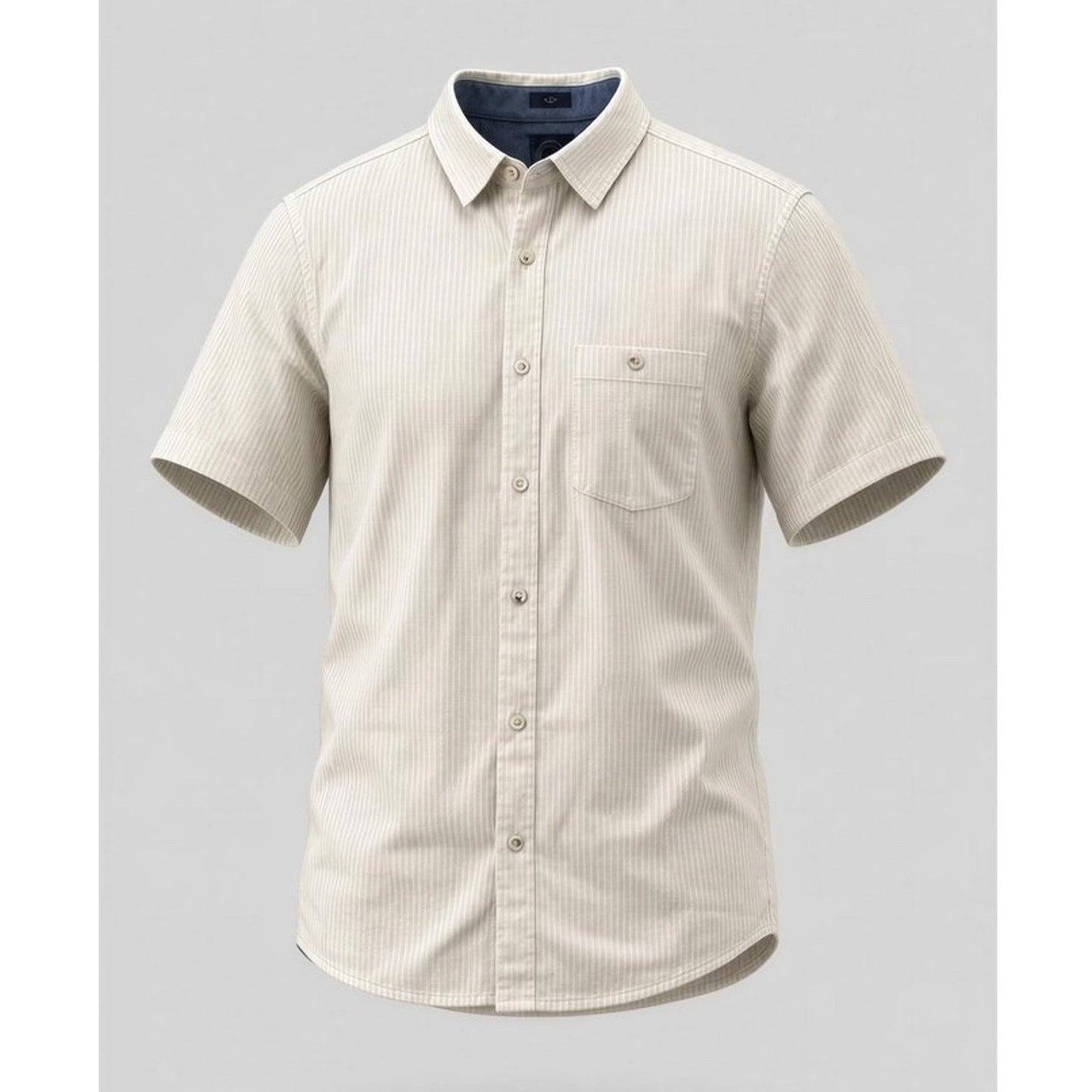 NWT Even Tide Kai Shirt Men's Medium White Slim Fit Short Sleeve Button Up