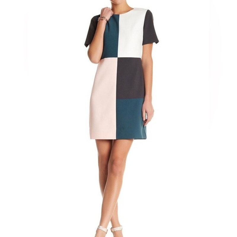 Ted Baker Women's Colorblock Shift Dress Size 2 Knee Length Casual