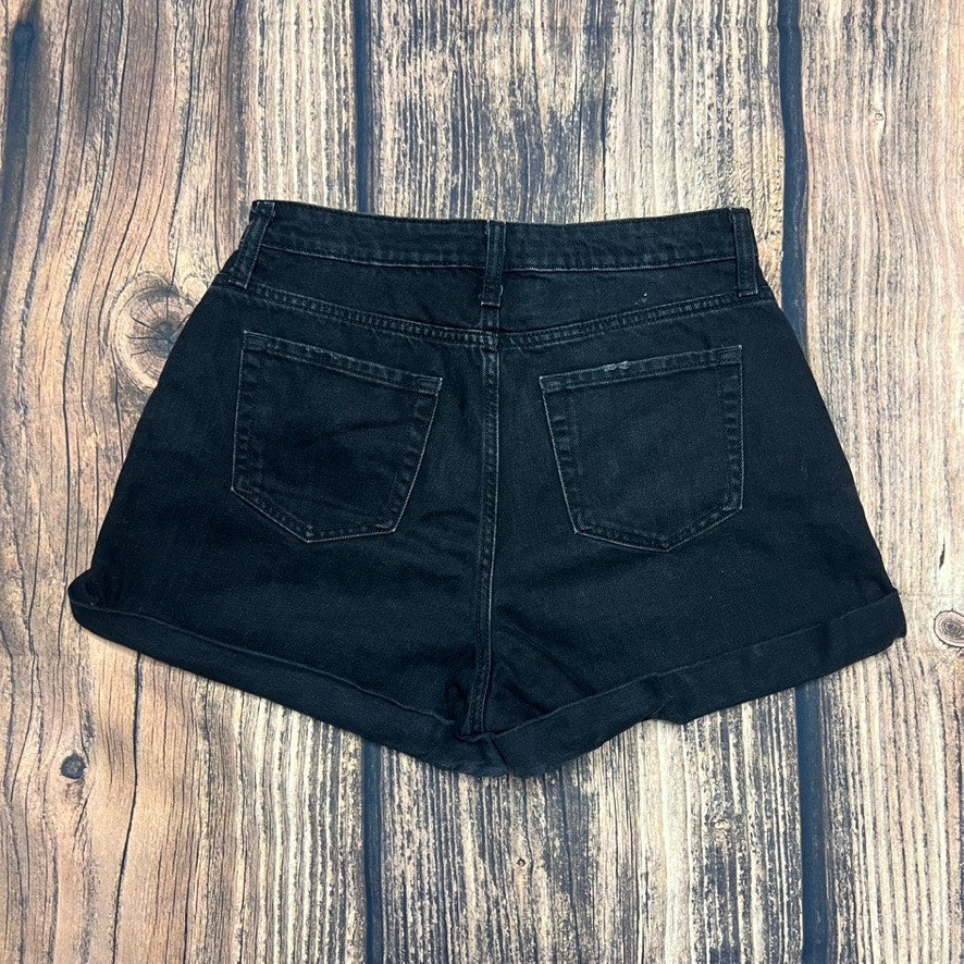 Wild Fable Women's Highest Rise Mom Shorts Black Denim Size 8 Casual