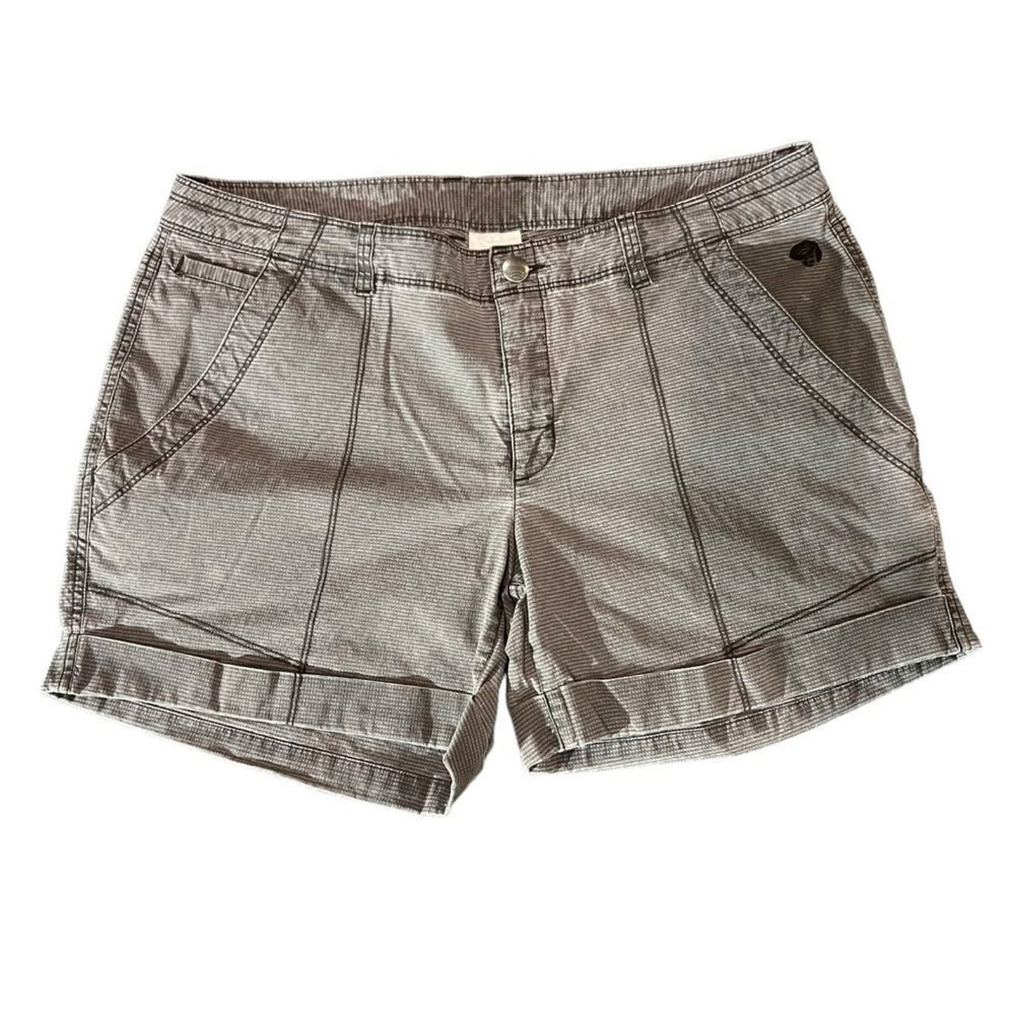 Mountain Hardwear Shorts Womens Size 12 Gray Twill Roll Cuff Stretch